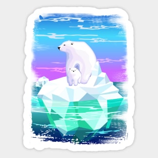 Polar Bear Mom and Baby on Iceberg Sticker